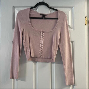 Victorias Secret Corset Long Sleeve Sweater Top Size M Light Pink